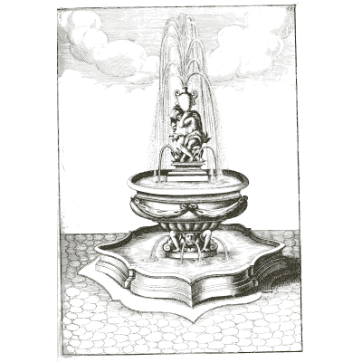 Small figure above a spreading bowl - Architectura Curiosa Nova - 1664
