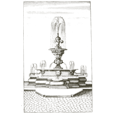 Jetting fountain on a low oval base - Architectura Curiosa Nova - 1664