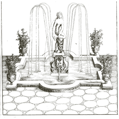 Statue between two arches of water - Architectura Curiosa Nova - 1664