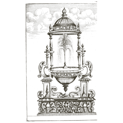 Domed canopy over a jetting urn - Architectura Curiosa Nova - 1664