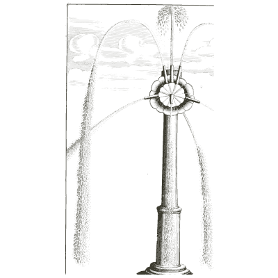 Wheel-shaped head throwing arched jets - Architectura Curiosa Nova - 1664