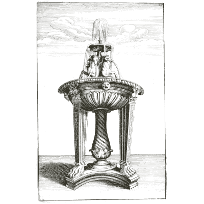 Putto group on a tripod bowl - Architectura Curiosa Nova - 1664
