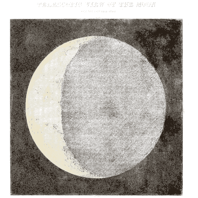 Crescent moon telescopic view - The Wonders of the Heavens - 1837