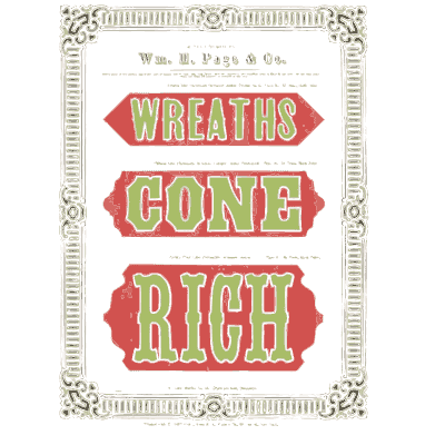 Scroll frame with lettered banners - Specimens of Chromatic Wood Type, Borders etc. - 1874