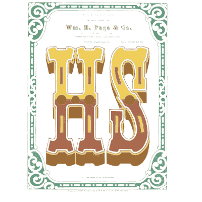 Green scroll border with initials - Specimens of Chromatic Wood Type, Borders etc. - 1874