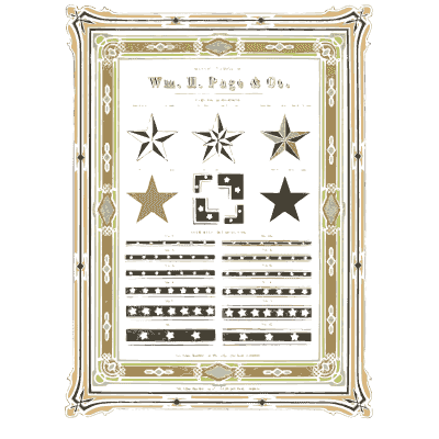 Sheet of stars and printers ornaments - Specimens of Chromatic Wood Type, Borders etc. - 1874