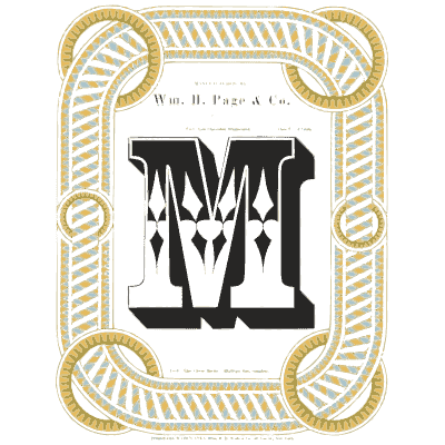 Strapwork border with black initial - Specimens of Chromatic Wood Type, Borders etc. - 1874
