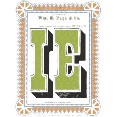 Sawtooth border with green initials - Specimens of Chromatic Wood Type, Borders etc. - 1874