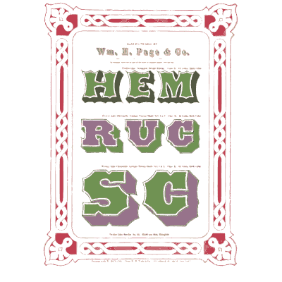 Red corner border with colour capitals - Specimens of Chromatic Wood Type, Borders etc. - 1874