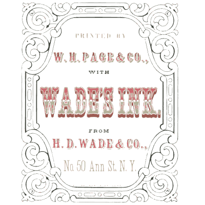 Scroll frame with printed notice - Specimens of Chromatic Wood Type, Borders etc. - 1874