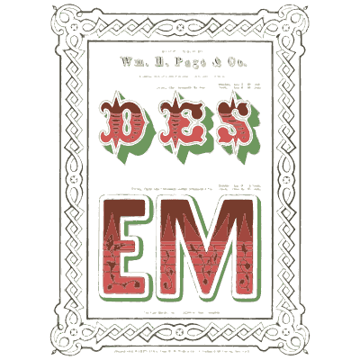 Rocaille frame with shaded initials - Specimens of Chromatic Wood Type, Borders etc. - 1874