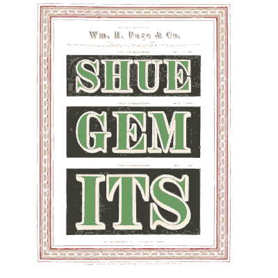 Black panels with green letters - Specimens of Chromatic Wood Type, Borders etc. - 1874