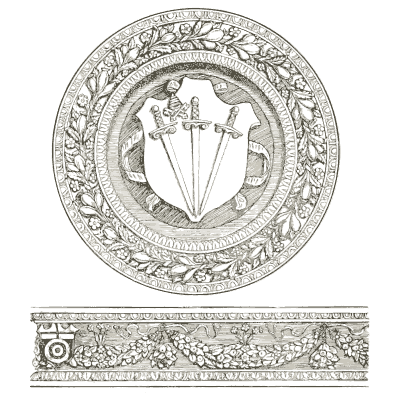 Wreathed shield roundel - Heraldry and Floral Forms as Used in Decoration - 1922