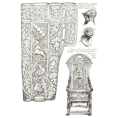 Carved chair and panels - Heraldry and Floral Forms as Used in Decoration - 1922
