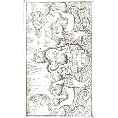 Carved panel with beasts and castle - Heraldry and Floral Forms as Used in Decoration - 1922