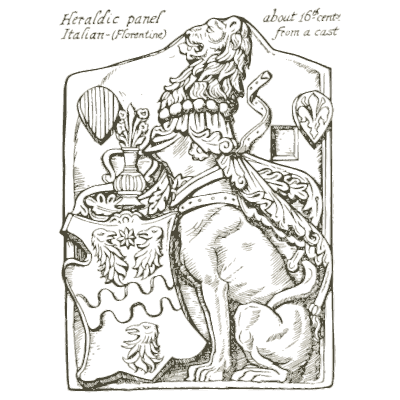 Heraldic lion panel 02 - Heraldry and Floral Forms as Used in Decoration - 1922