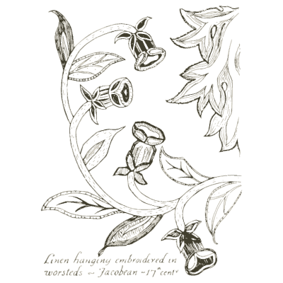 Embroidered linen hanging - Heraldry and Floral Forms as Used in Decoration - 1922