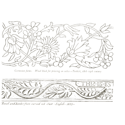 Turkish floral wood block and border - Heraldry and Floral Forms as Used in Decoration - 1922