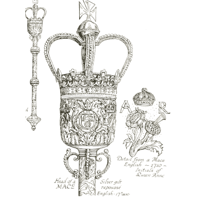 Mace head with crown - Heraldry and Floral Forms as Used in Decoration - 1922