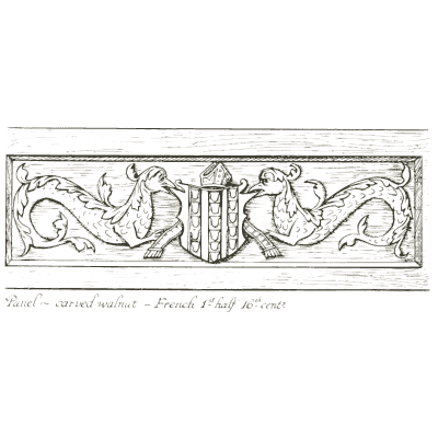 Carved walnut panel - Heraldry and Floral Forms as Used in Decoration - 1922