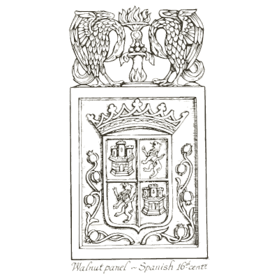 Spanish walnut panel with arms - Heraldry and Floral Forms as Used in Decoration - 1922