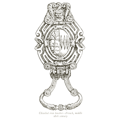 Chiselled iron door knocker - Heraldry and Floral Forms as Used in Decoration - 1922