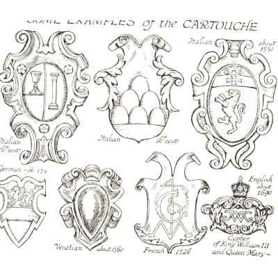 Examples of the cartouche - Heraldry and Floral Forms as Used in Decoration - 1922