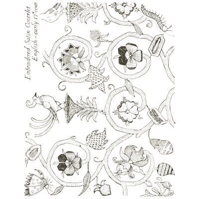Embroidered satin coverlet - Heraldry and Floral Forms as Used in Decoration - 1922
