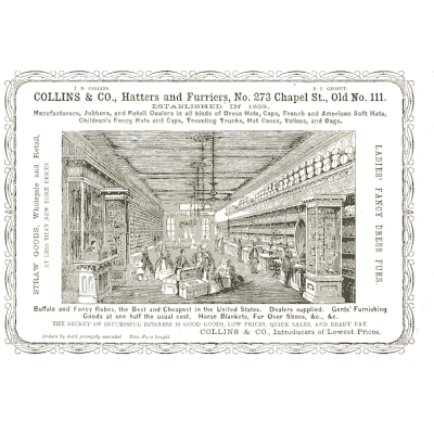 Hatters and furriers shop advertisement - Illustrated Catalogue of Carriages - 1860