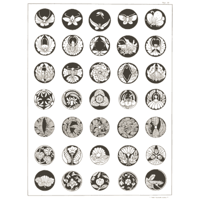 Family crest roundels 01 - A Grammar of Japanese Ornament and Design - 1880