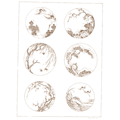 Circular flower and bird vignettes - A Grammar of Japanese Ornament and Design - 1880
