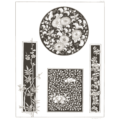 Chrysanthemum roundel and panels - A Grammar of Japanese Ornament and Design - 1880