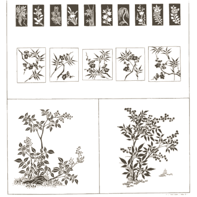 Flowering shrub panels - A Grammar of Japanese Ornament and Design - 1880