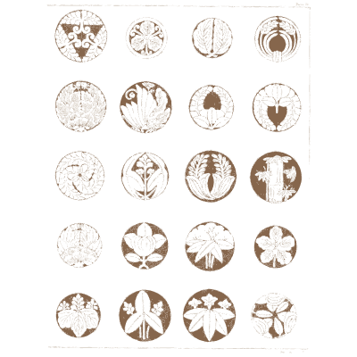 Family crest roundels plate - A Grammar of Japanese Ornament and Design - 1880