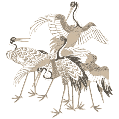 Group of cranes - A Grammar of Japanese Ornament and Design - 1880