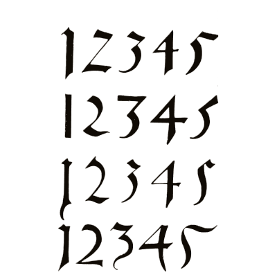 Pen-written numerals - Alphabets Old and New - 1910