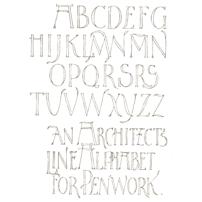 Architect's line alphabet for penwork - Alphabets Old and New - 1910