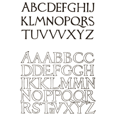 Roman capitals solid and outline - Alphabets Old and New - 1910