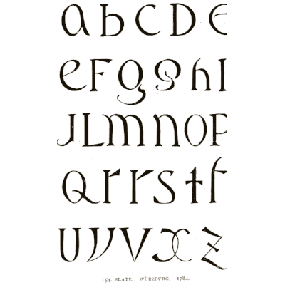 Uncial lowercase alphabet 02 - Alphabets Old and New - 1910