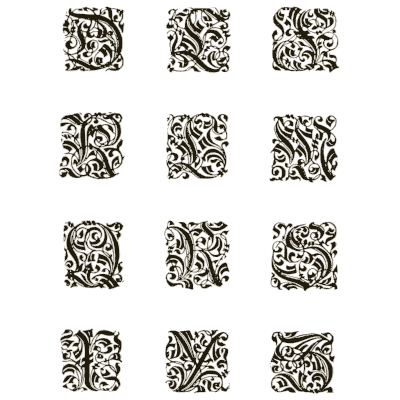 Foliate square initials 01 - Alphabets Old and New - 1910