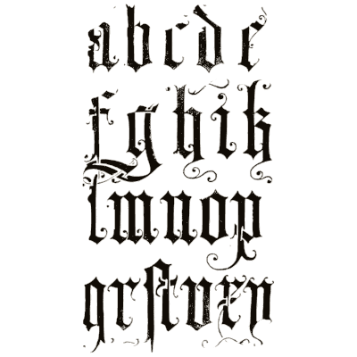 Fraktur lowercase alphabet 01 - Alphabets Old and New - 1910