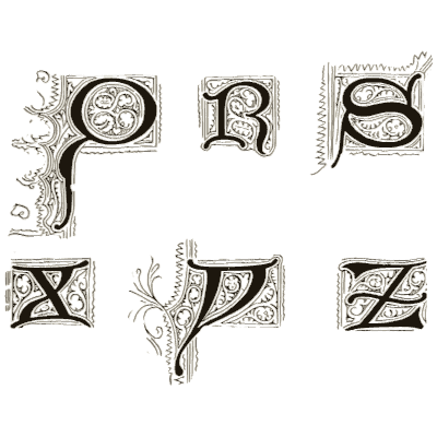 Illuminated initials p to z - Alphabets Old and New - 1910