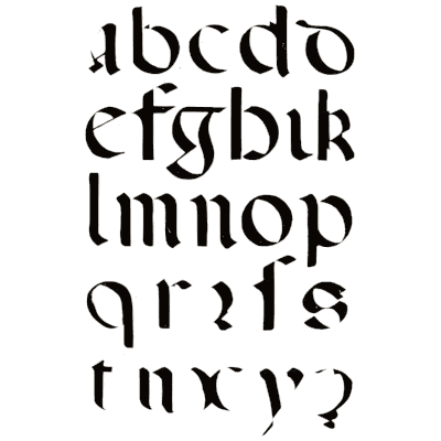 Bold gothic lowercase alphabet - Alphabets Old and New - 1910