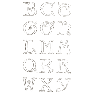 Outline gothic capitals - Alphabets Old and New - 1910