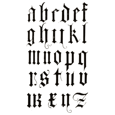 Gothic lowercase alphabet - Alphabets Old and New - 1910