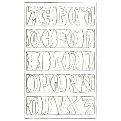 Outline gothic capitals in frames - Alphabets Old and New - 1910