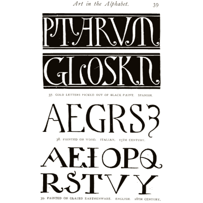 Painted capitals on black bands - Alphabets Old and New - 1910