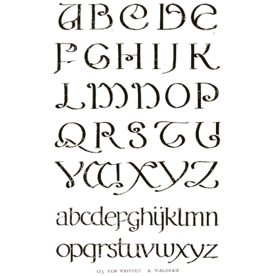 Pen-written uncial alphabet - Alphabets Old and New - 1910