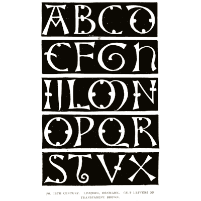 Lombardic capitals in black bands - Alphabets Old and New - 1910