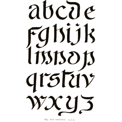 Pen-written blackletter lowercase - Alphabets Old and New - 1910